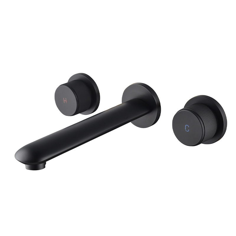 All Copper Black concealed basin embedded box embedded dumb black double hidden home improvement faucet 6057