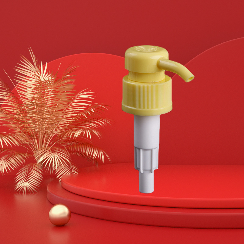供应30牙洗洁精塑料泵头 广州塑料泵 30牙高牙立白洗洁精黄色泵頭