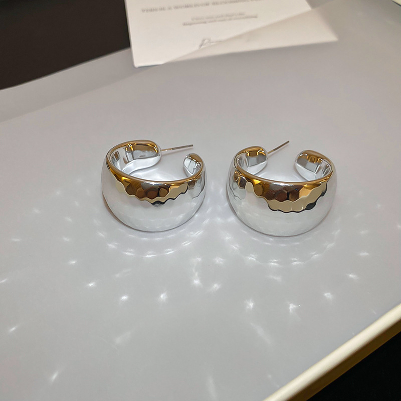 银针冷淡风银色金属圆形耳环轻奢高级感耳圈女时尚耳饰设计感小众|undefined