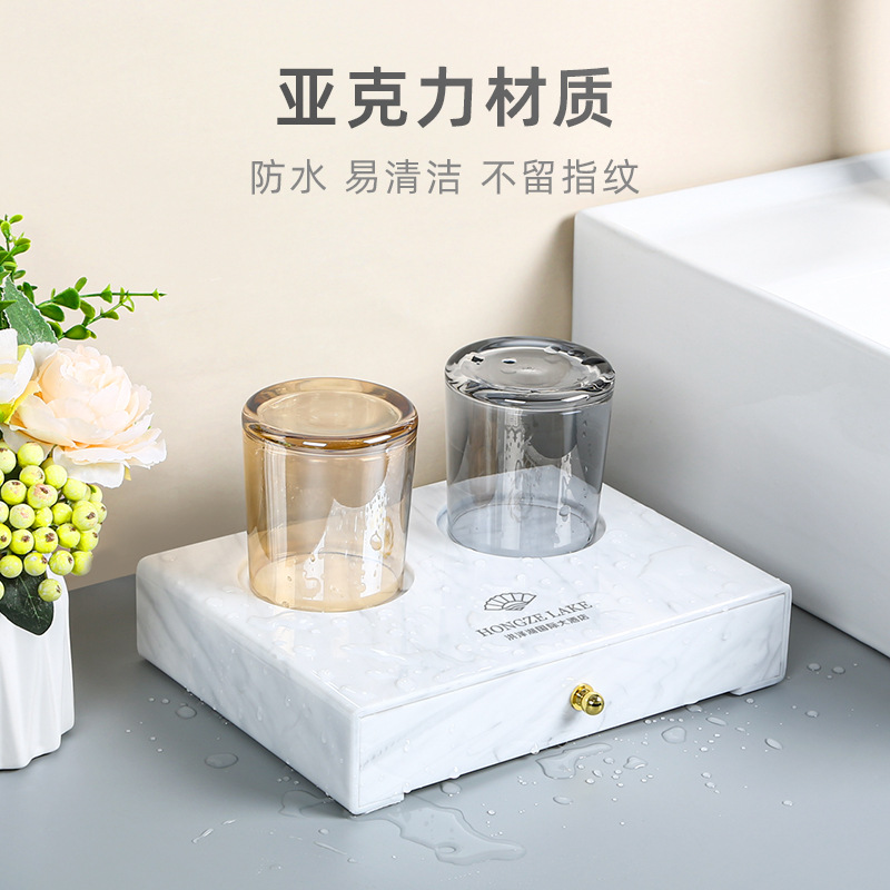 Caja de artículos de higiene de mármol acrílico caja de almacenamiento de artículos de higiene de hotel de alta calidad bandeja de toallas