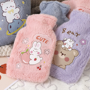 [Water injection hot water bag] soft rabbit plush warm handbag female winter super soft thick explosion-proof 1500ml warm water bag