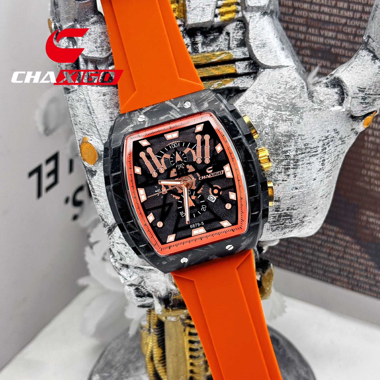 Silicone quartz sports men's watch