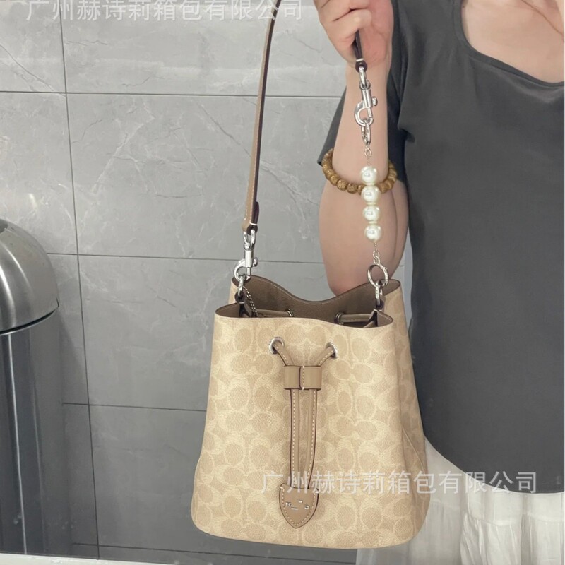 Koujia 2025 New Rowan Presbyopic Genuine Leather Bucket Bag Retro Fashion Versatile Satchel Shoulder Crossbody Bag for Women