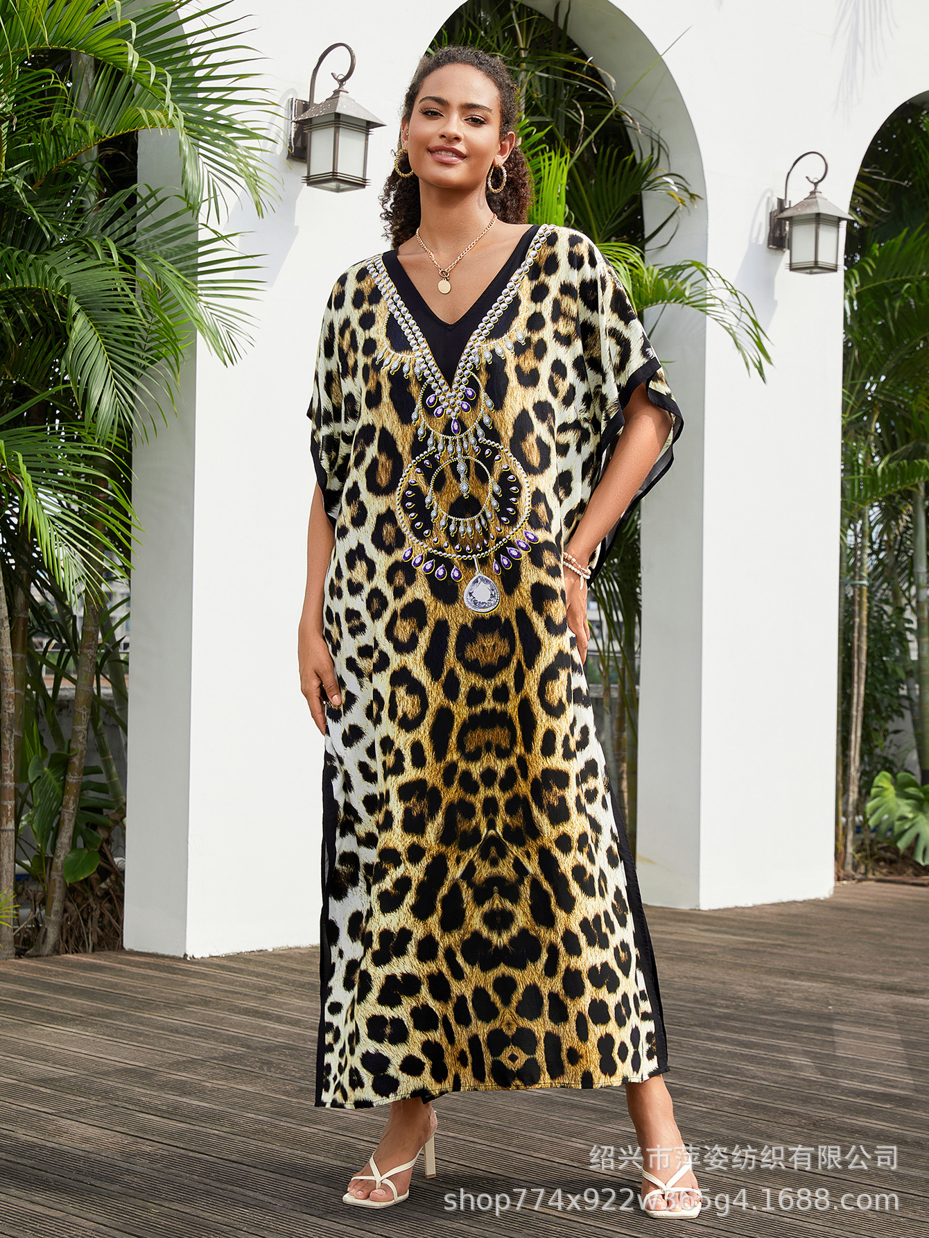 Camisas de playa de algodón impresas bikini camiseta de baño camiseta de vacaciones suelta ropa transfronteriza amazona