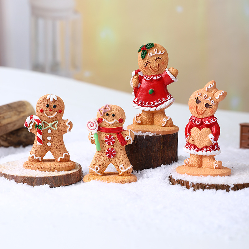 Christmas cartoon gingerbread man decoration Christmas window decoration resin decoration children's holiday gift resin crafts