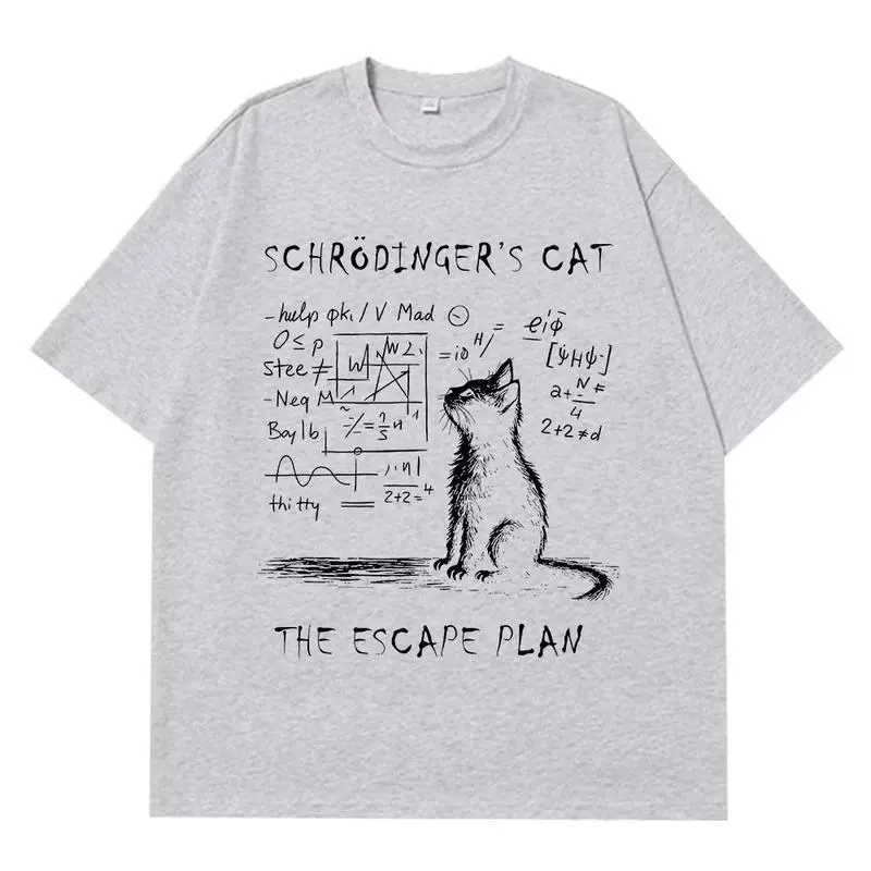 Футболка Ouma с принтом Schrödinger's Cat, чистый хлопок, унисекс S–XXXL