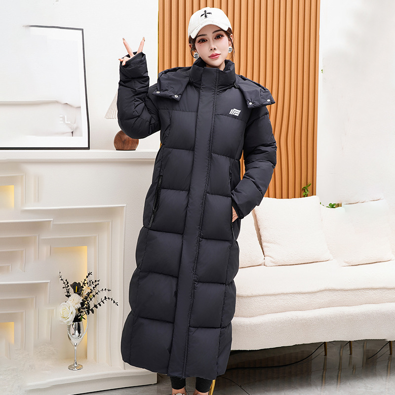 Ropa de algodón larga para mujeres de rodilla a tobillo gruesa ropa de algodón de invierno 2025 nueva explosión chaqueta de algodón de arte