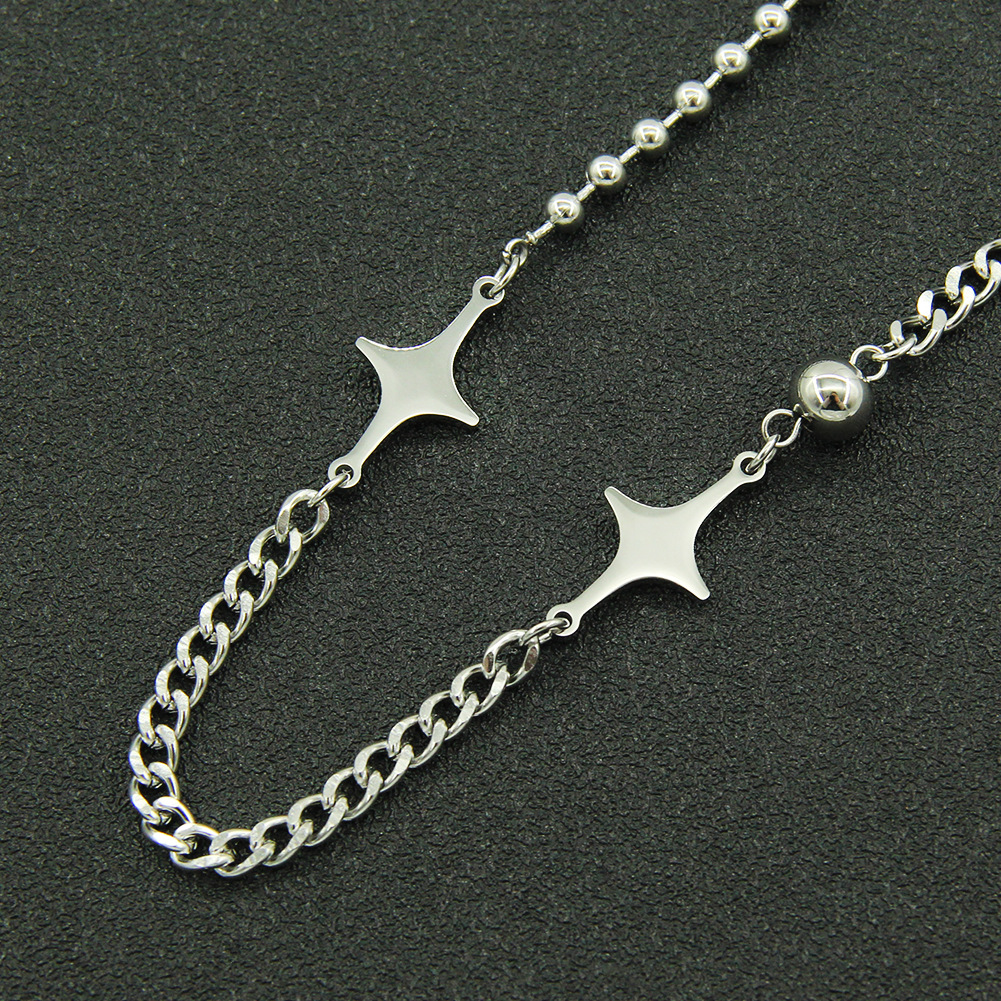 Creative Splicing Titanium Steel Shiny Star Bead Chain Short Necklace display picture 3