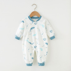 嬰兒連體衣外出哈衣春秋新生兒純棉打底薄款滿月衣服寶寶睡衣秋裝