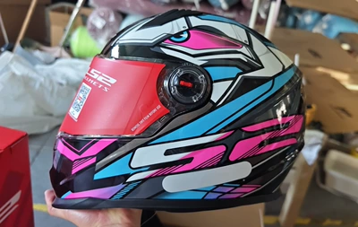 ls2 helmet motorcycle full helmet men's and women's electric car four seasons anti-fog kart summer locomotive 3C certification ff358 (Motosiklet kaskı (dəbilqə)) - black-pink-orchid-swift-exclusive-l