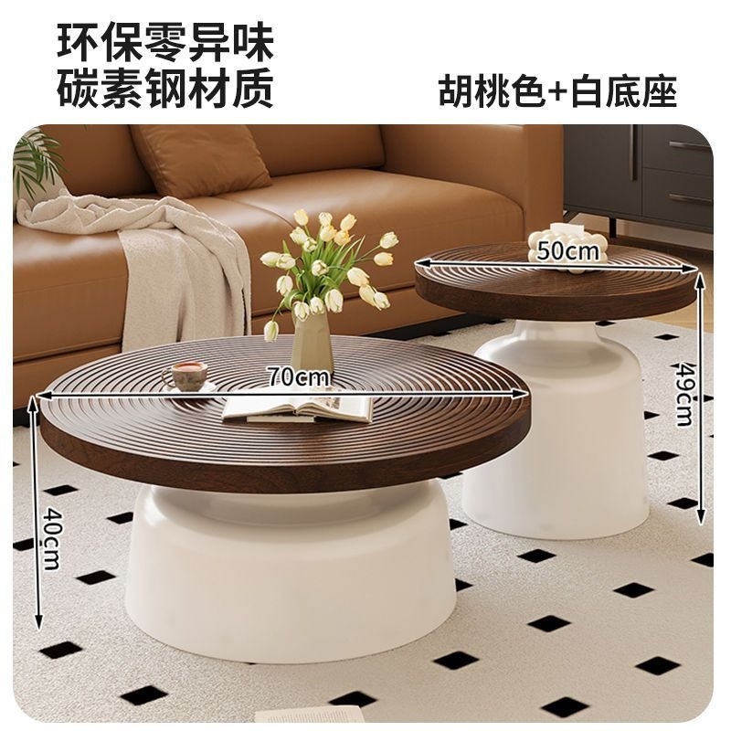Coffee table 70+50 walnut color desktop white background thick version