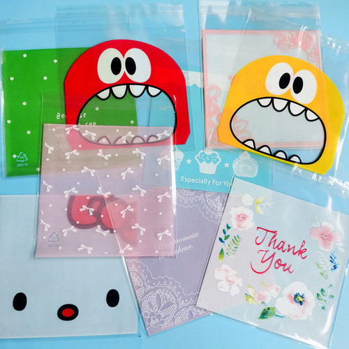 Bulk 14*14 Cookie Packaging Bags Snowflake Mooncake Snack Self-Sealing Bags Cartoon Packaging Self-Sealing Bags