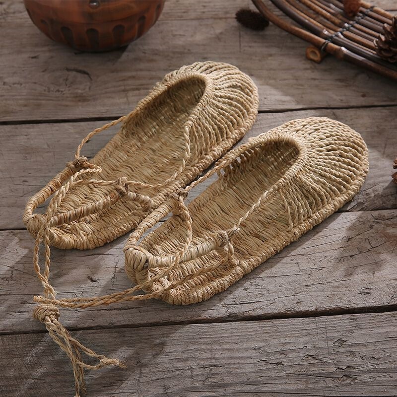 Hand-woven shoes for men and women, trendy summer lace-up sandals, retro slippers, Red Army ethnic performance full-hemp sandals