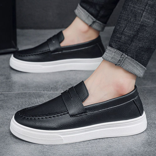 Spring new breathable moccasin-poinoccasinoco shoes, men's shoes, British style, Lofa shoes, fashionable casual leather shoes, blue fashionable shoes