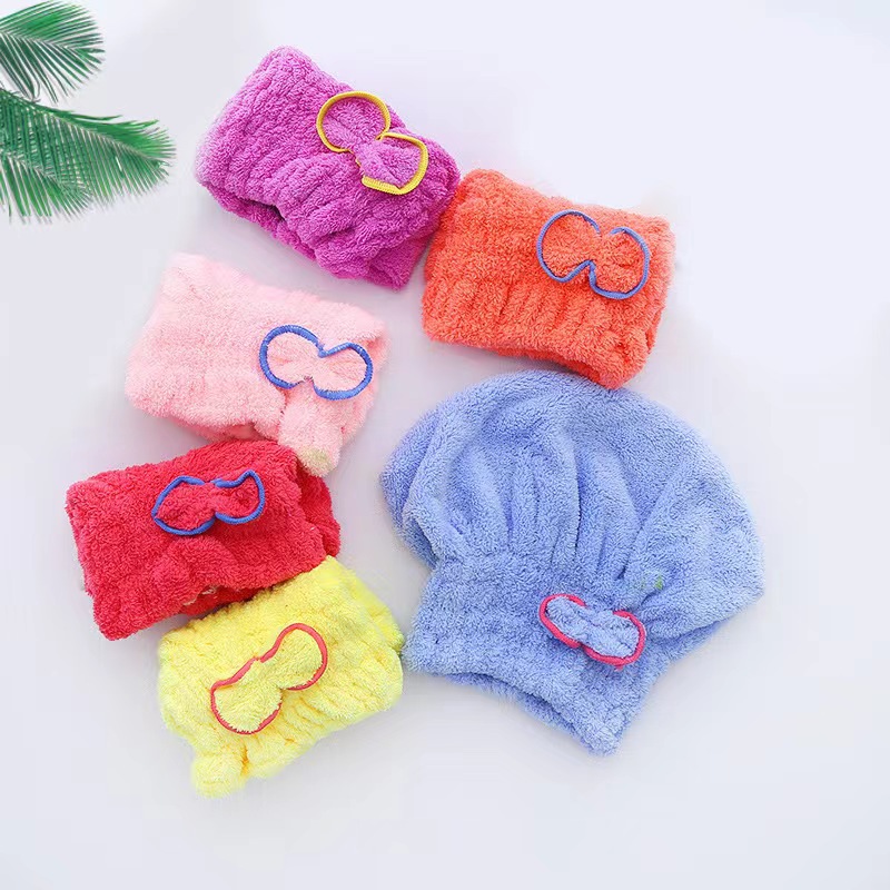 Sombrero de cabello seco de lana de coral damas arco gorro princesa engrosado absorción de agua niñas limpieza de cabello toallas de cuidado del cabello al por mayor image 4