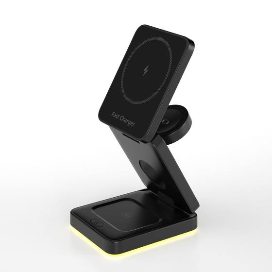 Three-in-one folding wireless charger mobile phone watch headset wireless fast charger suitable for Apple magnetic suction wireless charger