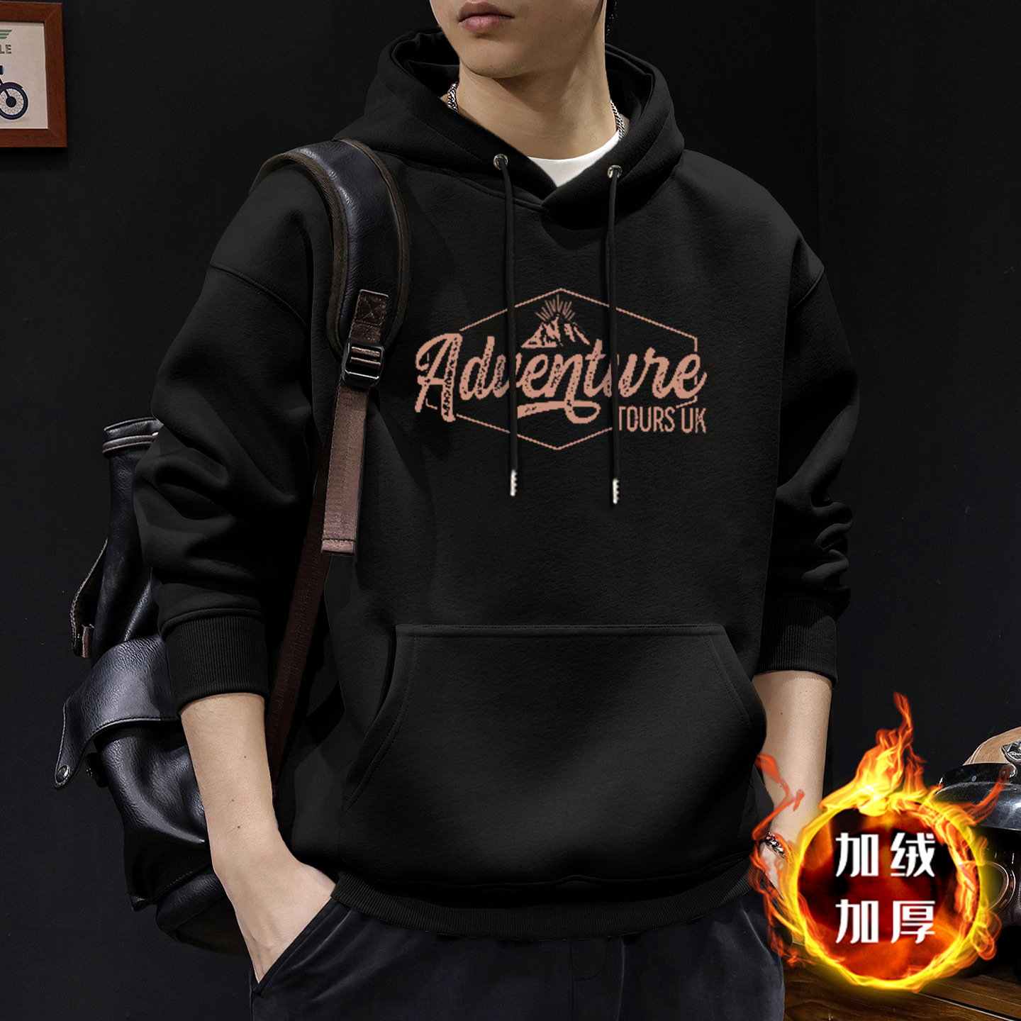 Chaqueta con capuz negro con veludo - 2181