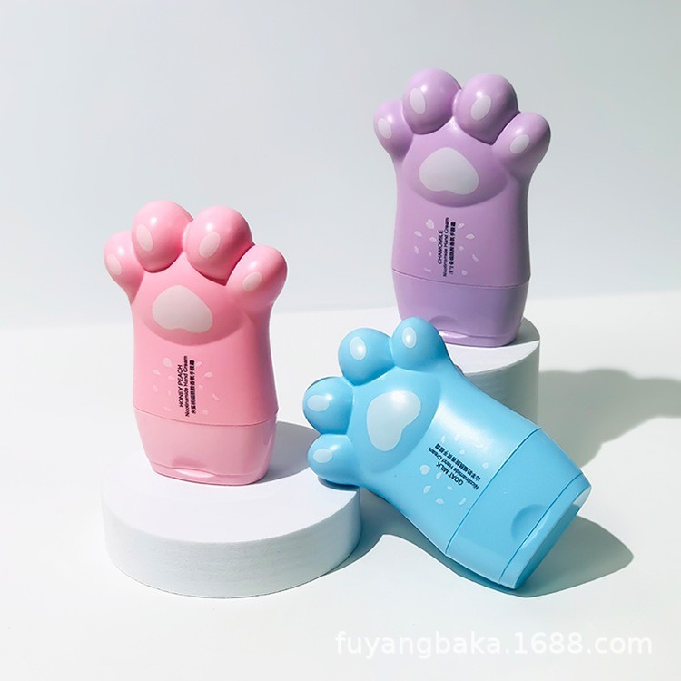 80g可爱猫爪护手霜瓶 挤压便携式翻盖乳液分装瓶防晒霜洗面奶包材