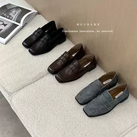 LUDAKE鹿大可复古英伦风方头乐福鞋:百搭粗跟小皮鞋解析
