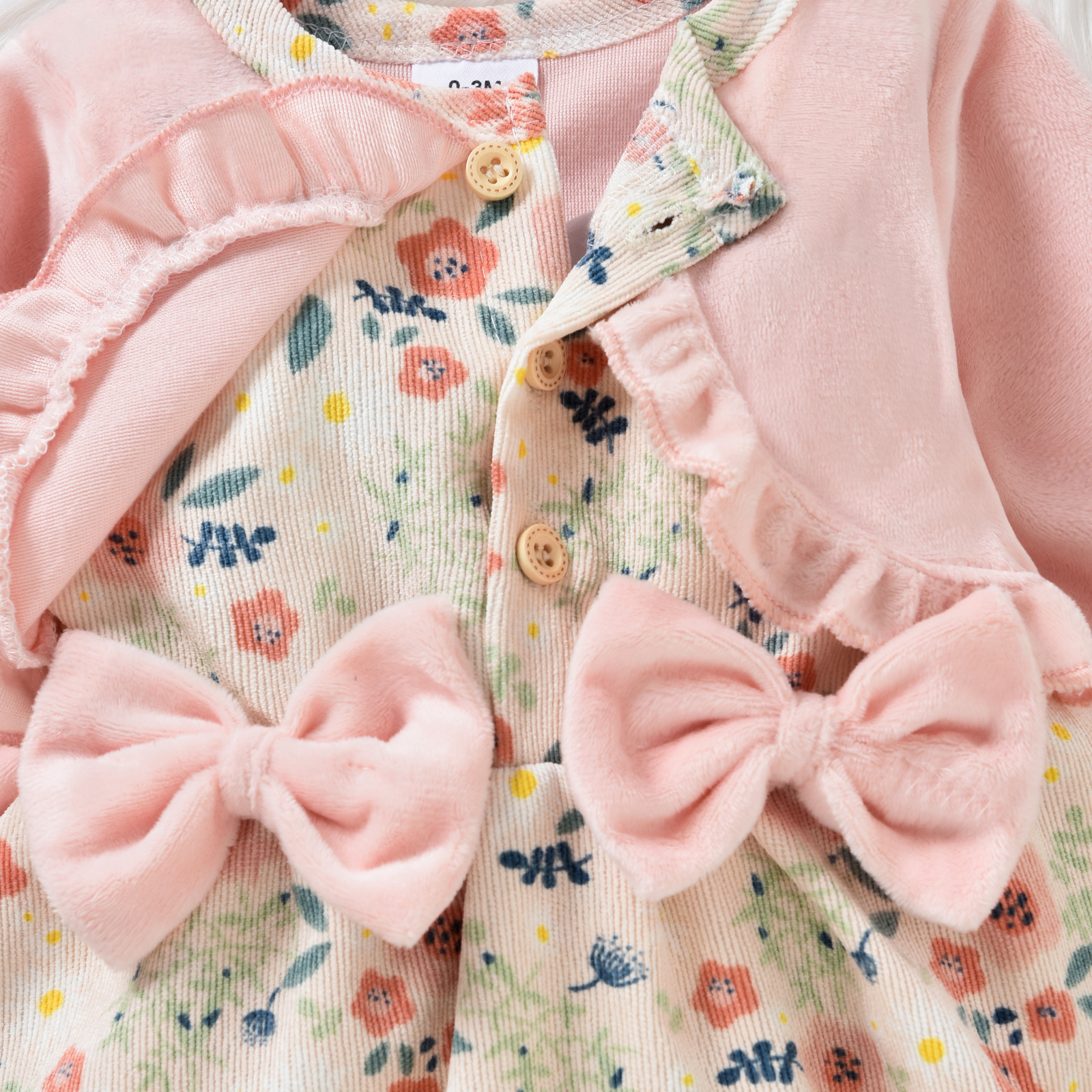 Winter, Autumn Season Baby Girl'S Gender Fashion Flower Printing Cotton Blend Girls Clothing Sets