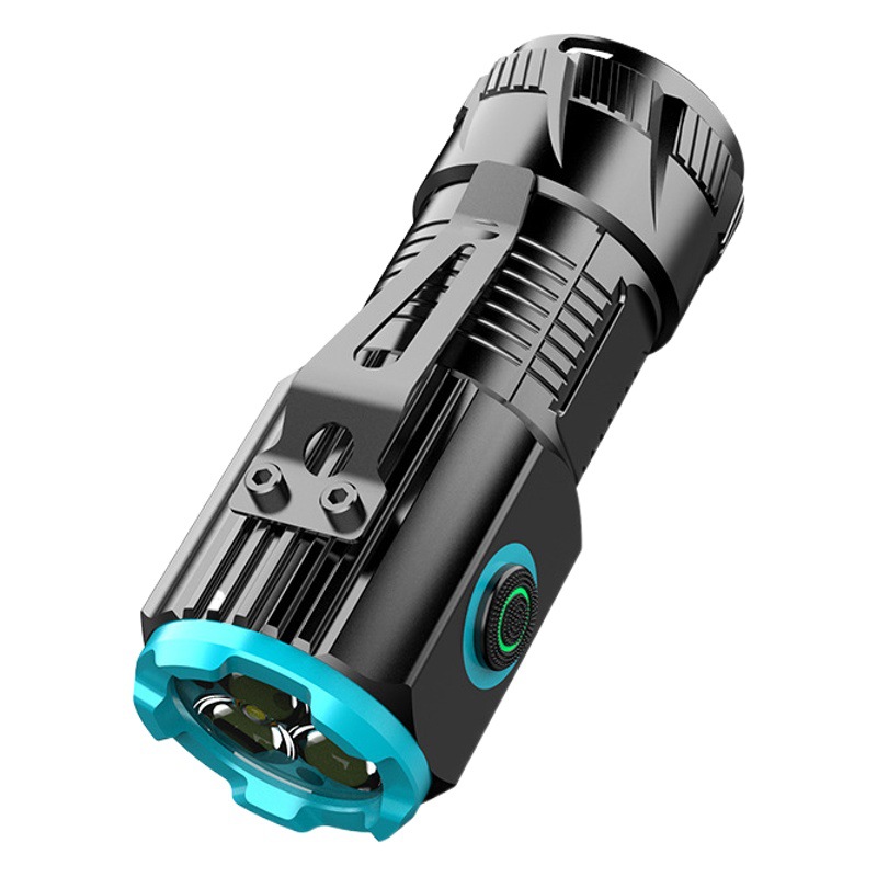 Al Aire Libre de tres ojos linterna aleación de aluminio tapa magnética clip pequeña pistola de acero multi-funcional tipo-c portátil transfronteriza nuevo