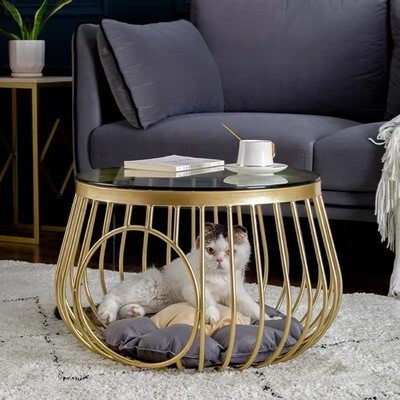 Nordic creative wrought iron living room small apartment side table for two cat shared tea table cat pet granite coffee table cat bed