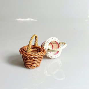 Doll House Miniature Furniture Ornaments Mini Flower Basket Accessories Artificial Rattan Satchel Blue Kidsren's Play House Toys
