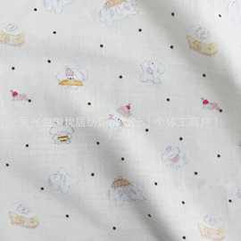 双层绉布平布印花 碎花印花绉布 睡衣家居服面料婴儿纱布浴巾布料