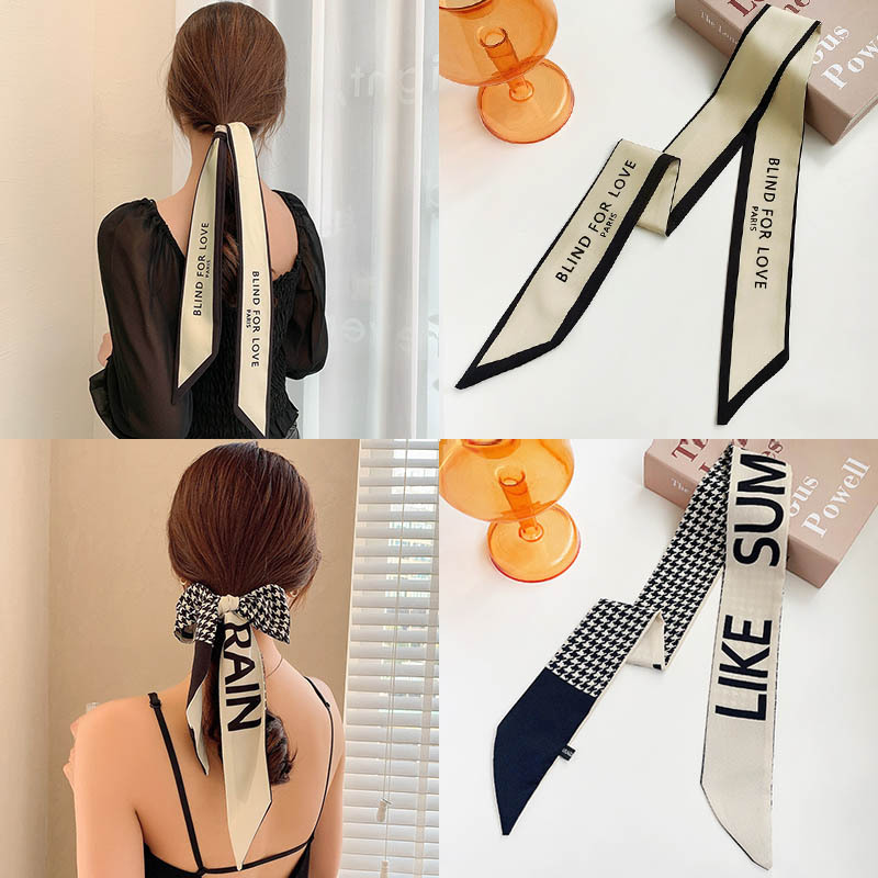 Red larga bufandas de seda correa de cabello para mujeres 2024 nuevo cabello trenzado corda de cabello coreana corda de arco corda de cabello