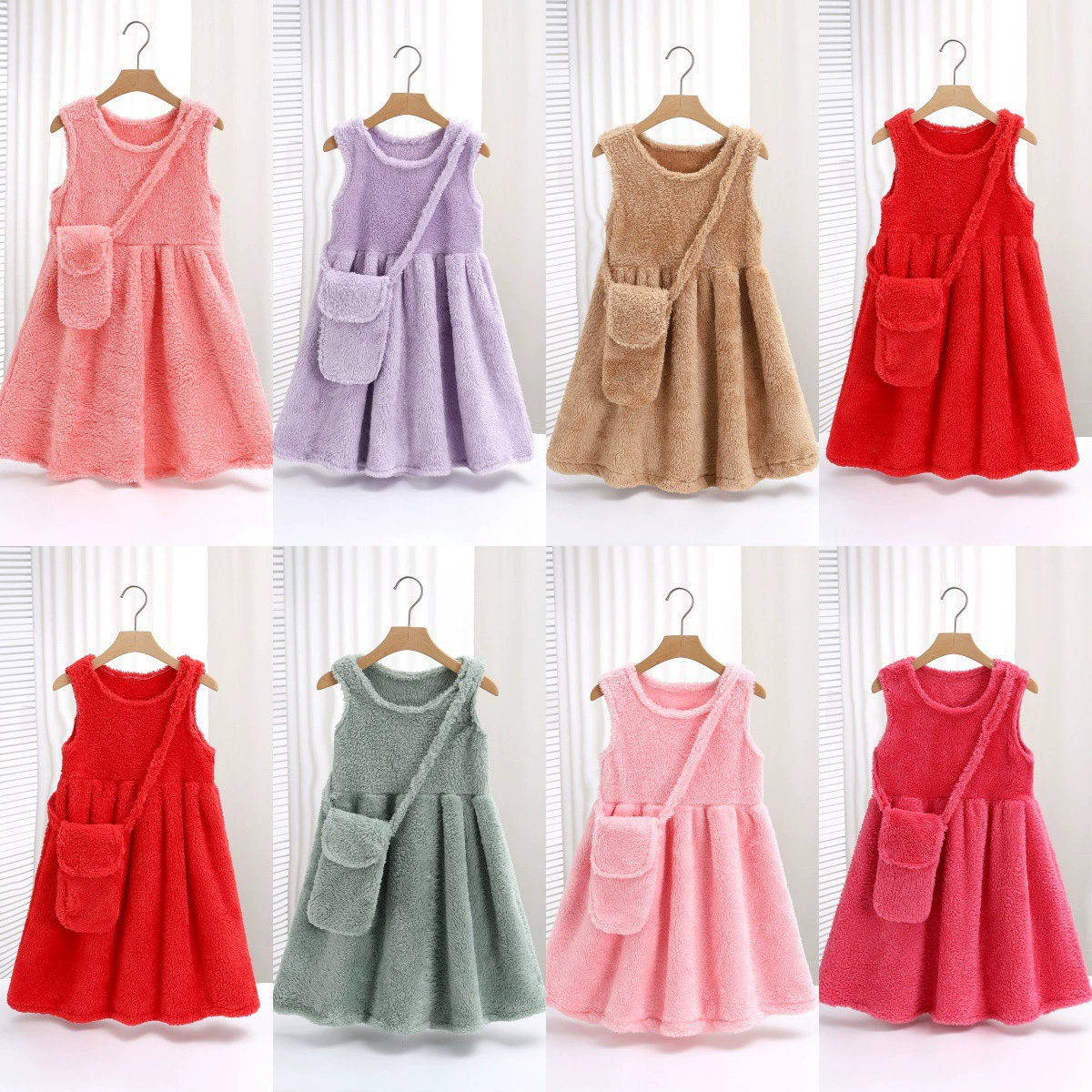 Платье для девочек осеннее и зимнее детское коралловое бархатное платье для девочек