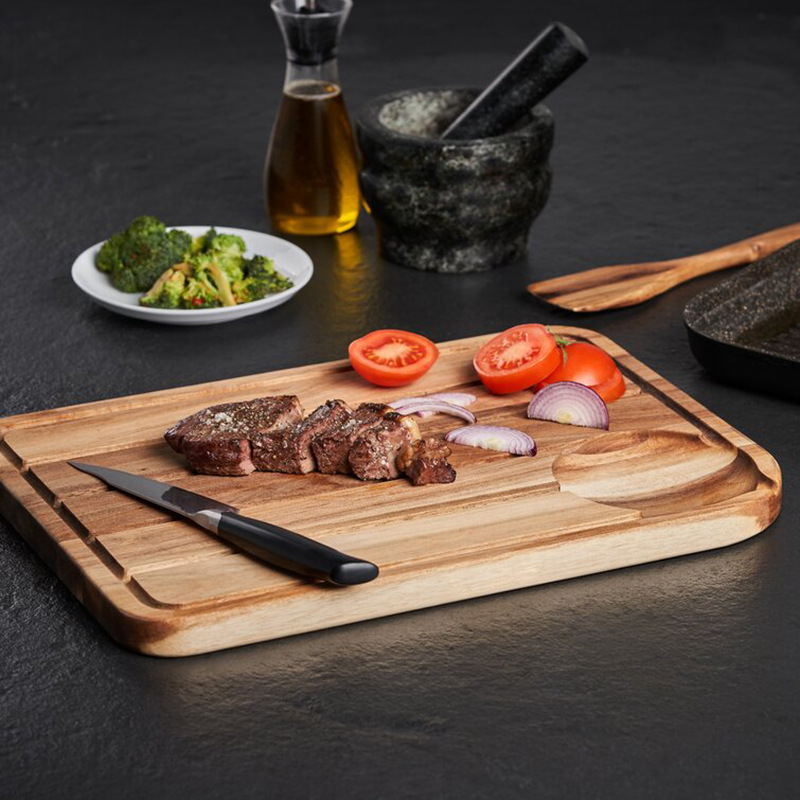 Tabla de cortar de madera extra grande engrosada tabla de cortar con fregadero de flujo hogar multifuncional tabla de cortar bandeja de carne de frutas y verduras