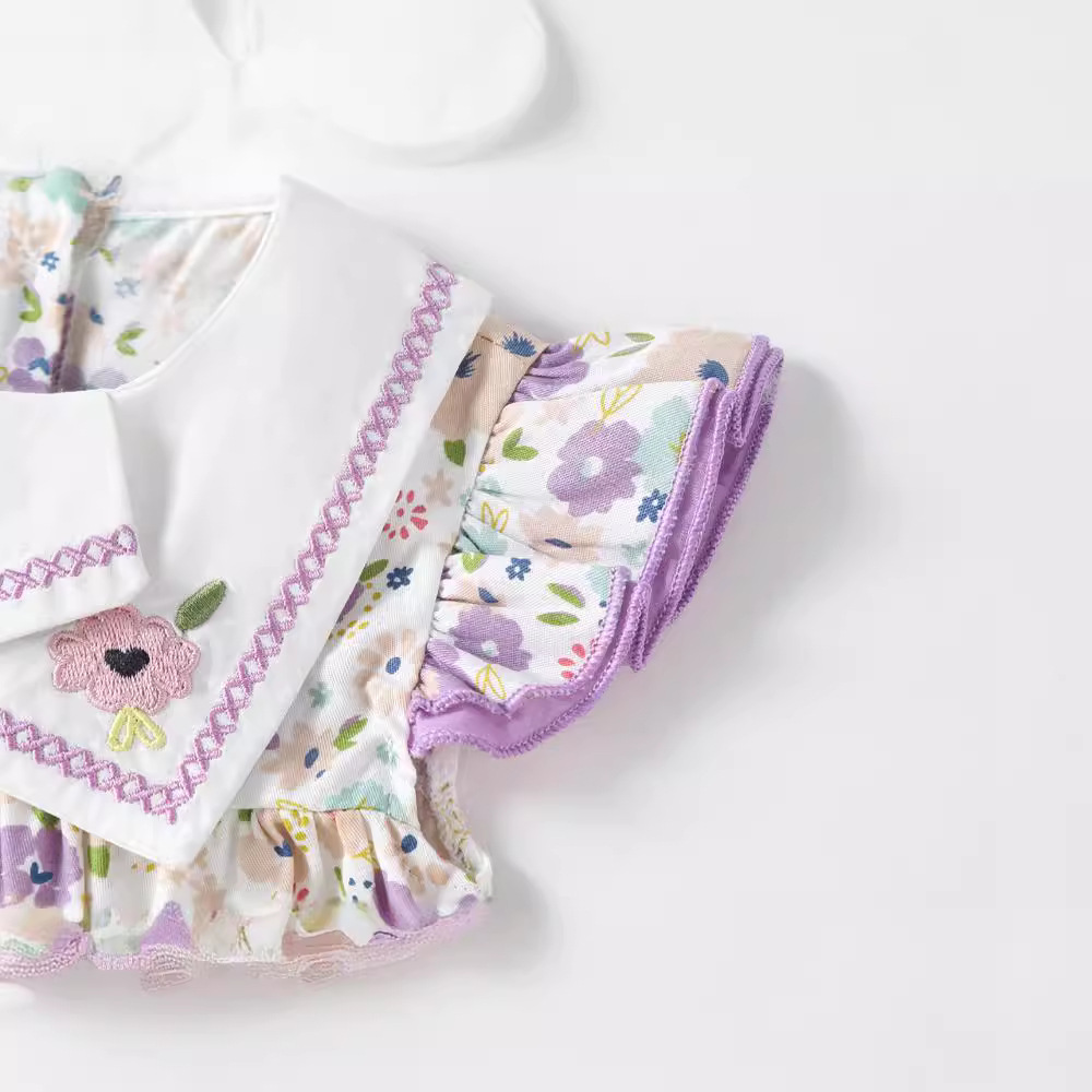 Ropa de bebé verano bebé niña un mes cien días vaina floral ropa de verano estilo occidental bebé mono