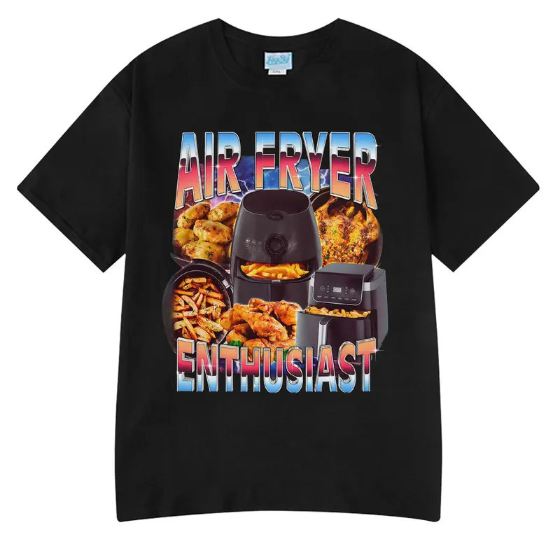 Cross-Border Cotton T-Shirt Air Fryer Enthusiast Fun Cooking Meme T-Shirt Hot-Selling Couple Outfit Funny Men's Cotton Cross-Border Cotton T-Shirt Air Fryer Enthusiast Fun Cooking Meme T-Shirt Hot-Selling Couple Outfit Funny Men's Cotton
