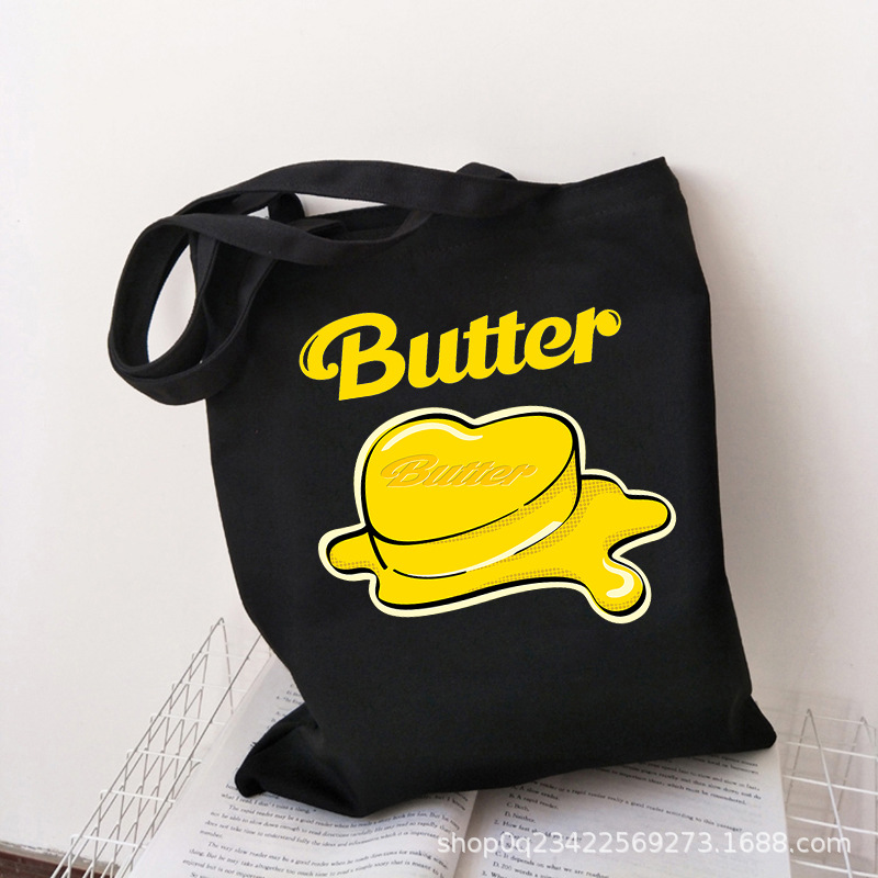 韩国Album BTS Butter男团印花帆布包跨境外贸单肩学生时尚手提袋