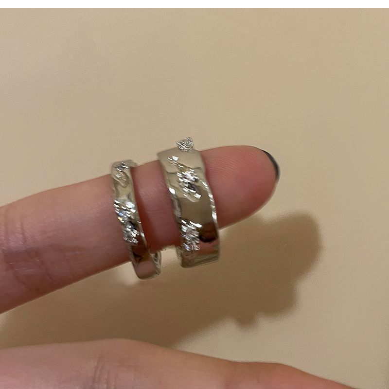 Minimalist Silver Zircon Open Ring For Women Designer Couple Ring_voghion.com