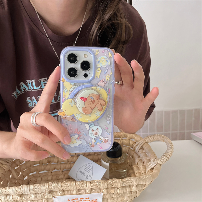 Magnetic Diving Animal Swimming Ring Puppy Holder Suitable for Iphone16Promax Apple 15 Mobile Phone Case 14 Women 13