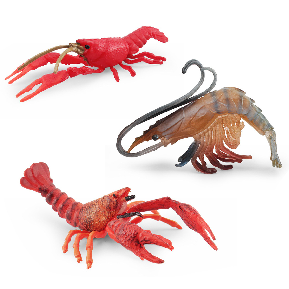Simulación transfronteriza animal marino camarón de agua dulce modelo cangrejo de Río Rojo cangrejo de río camarón de cristal camarón de brazo largo adornos estáticos