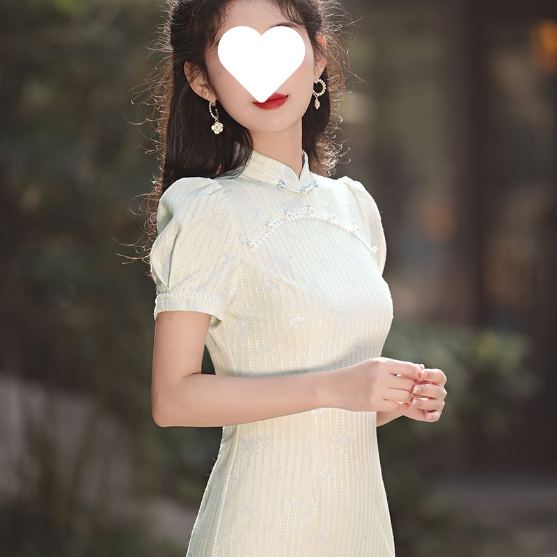 国风夏季新款锦棉提花旗袍高级甜美少女年轻款复古修身气质连衣裙