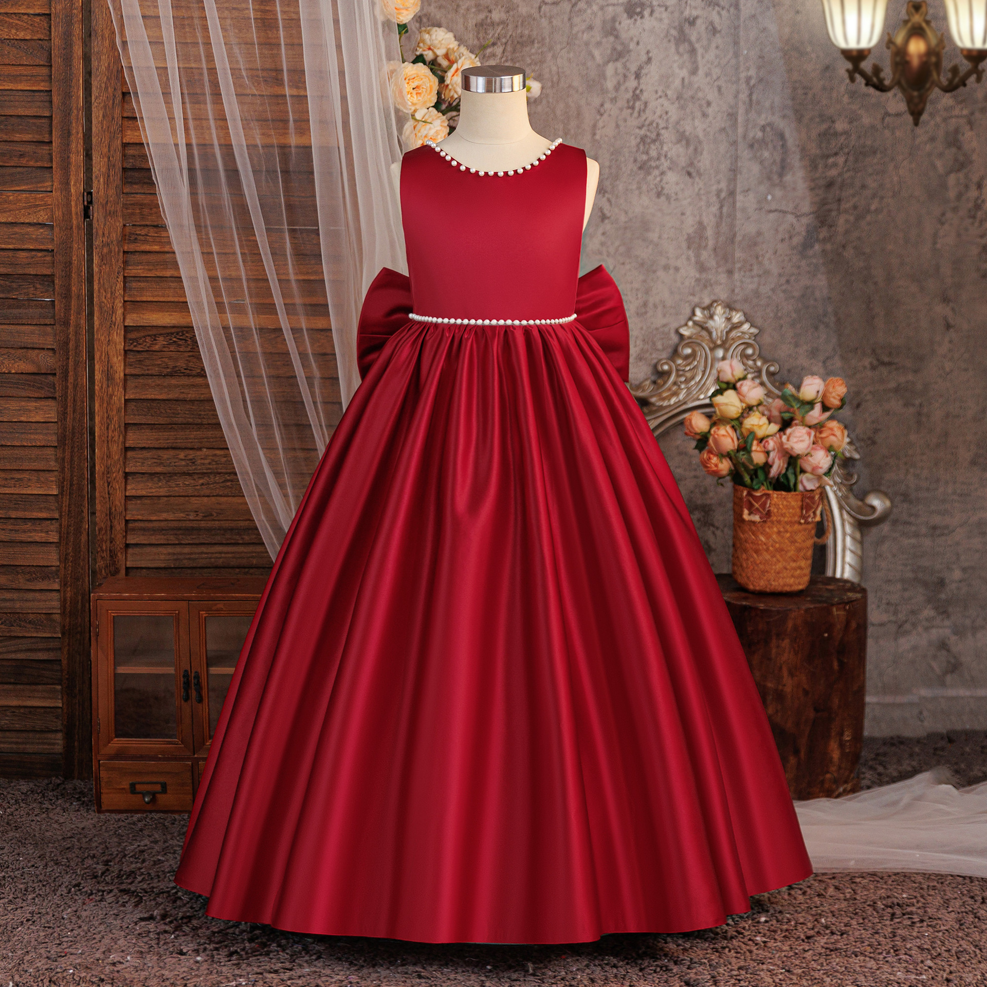 Vestido de princesa para niñas vestido transfronterizo piano violín rendimiento vestido de espectáculo vestido de anfitrión de desfile infantil