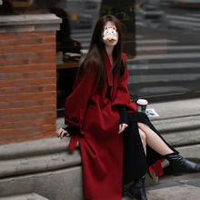 秋冬季中长款过膝双面绒毛呢外套女感名媛新款小个子呢子大衣