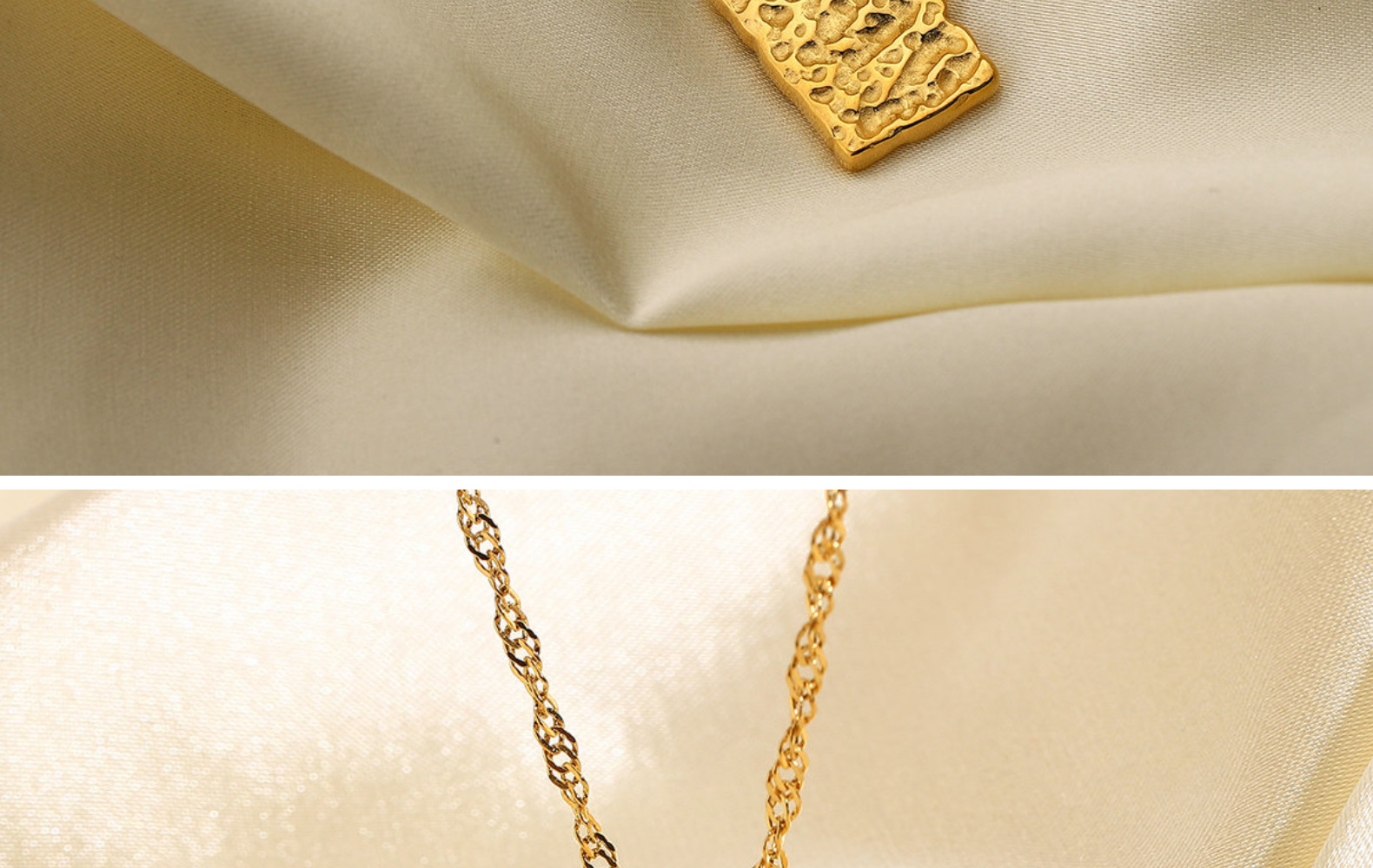 vintage bump pendant square goldplated stainless steel necklacepicture3