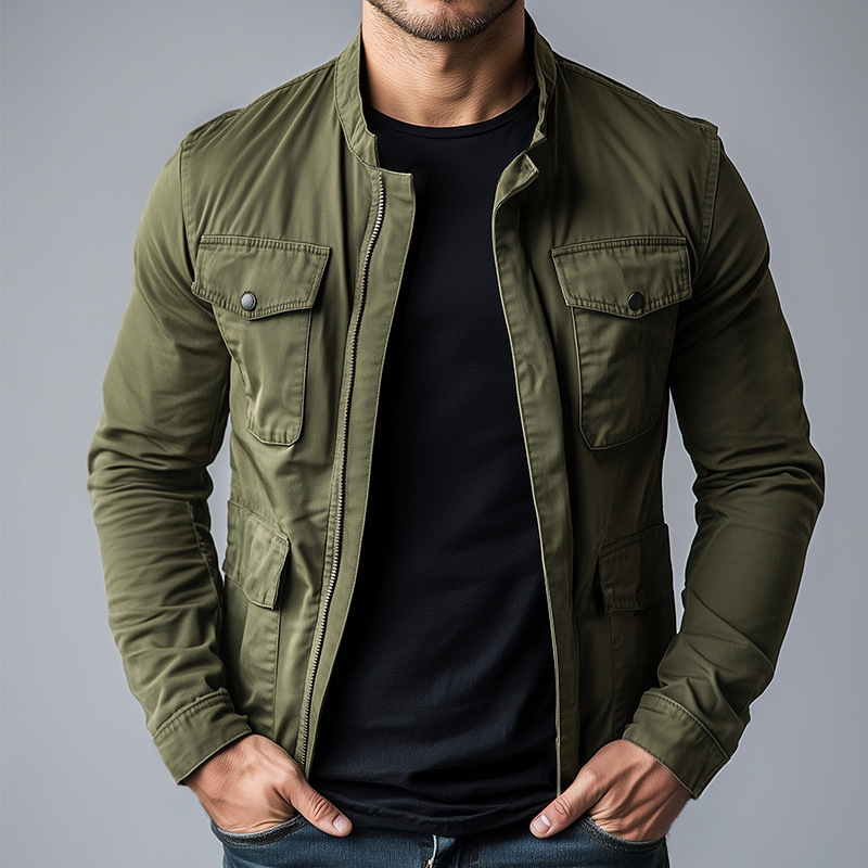 Europa y América vintage chaqueta de hombre primavera y otoño chaqueta de trabajo casual cuello largo cardigan de manga larga suelta comercio exterior ropa de hombre transfronteriza