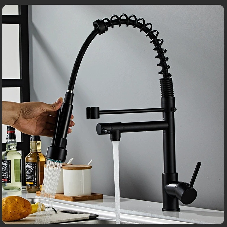 Primavera de cocina transfronteriza grifo extraíble giratorio estiramiento universal fregadero purificación de agua fría y caliente bebida directa de doble propósito agujero único