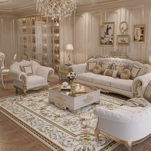 新古典风法式浪漫客厅家具组合三人沙发轻奢实木雕花宫廷布艺奢华