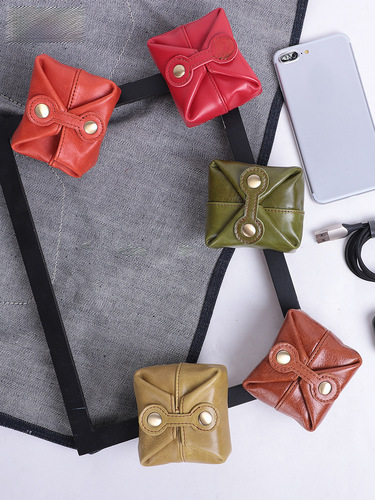 Mini Money Clip Cute Japanese Style Genuine Leather Coin Purse Retro Handmade Mini Small Wallet Coin Bag Wholesale 