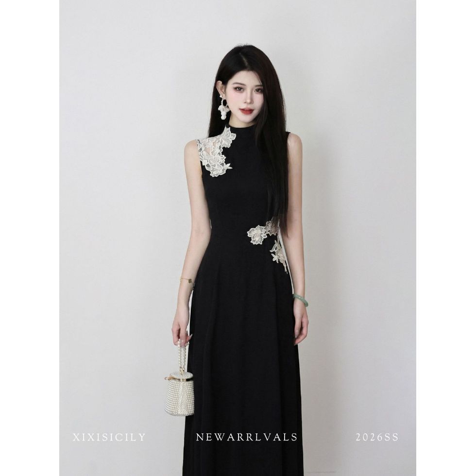 【Moshang Shuanghua】New Chinese-style lace jacquard dress for women, waist-cinching, new formal dress, slimming and elegant bodycon dress
