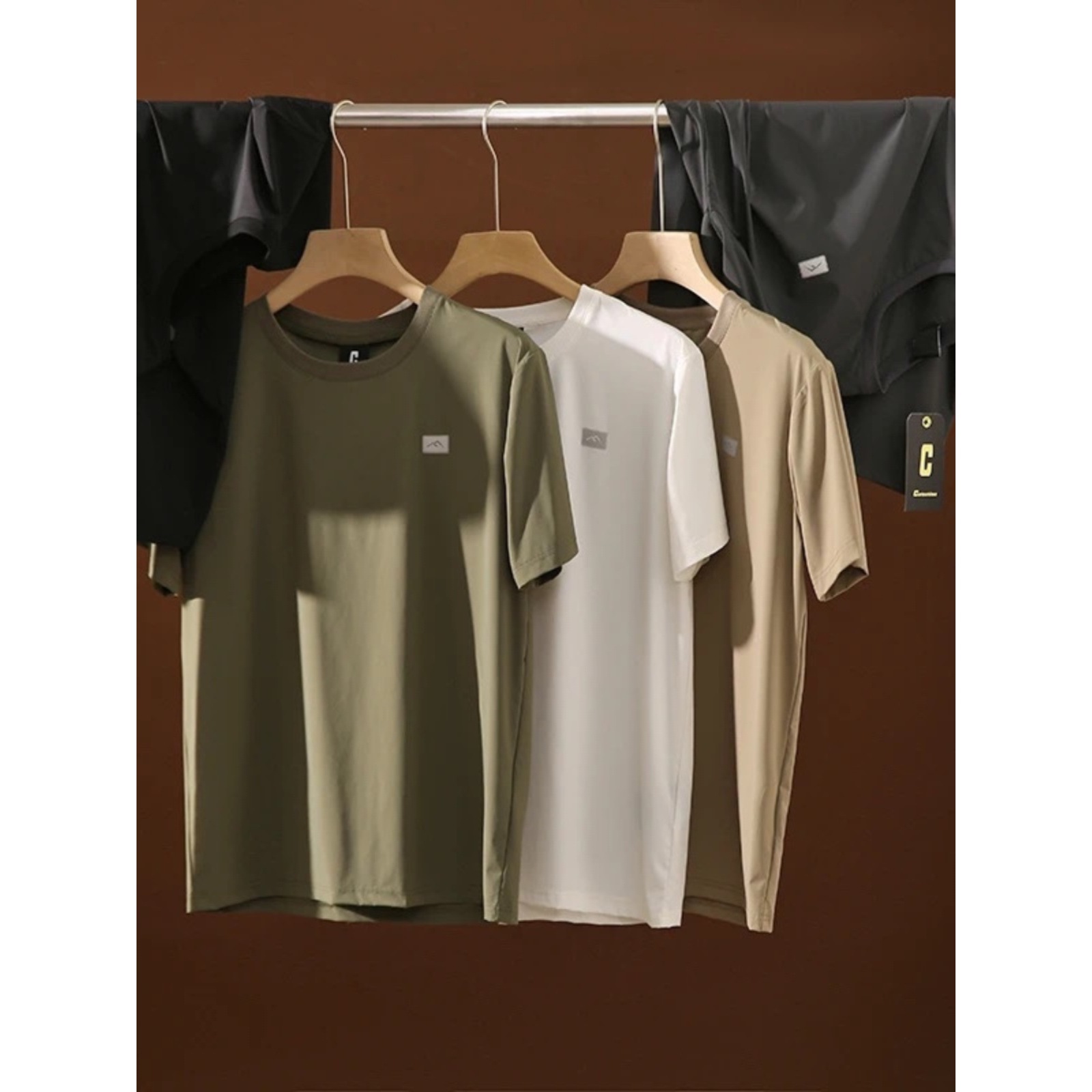 Foreign trade order! Draping comfortable anti-wrinkle cool breathable Men's sports casual quick-drying Ice Silk fitness short sleeve t-shirt