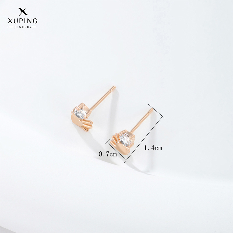 Xuming joyería Divertido Creativo dedo con incrustaciones de circonio diseño del oído espárragos las mujeres simple nicho moda pendientes lindos al por mayor