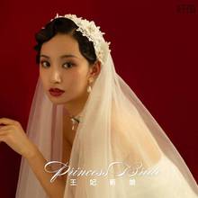 新娘復刻自制款軟紗寫真復古韓式簡約港風仙女頭紗