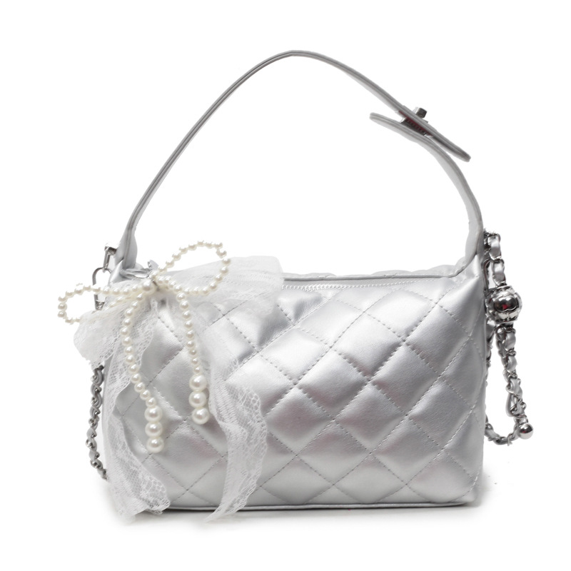 2025 nuevo estilo pequeño fragante bolso de alta gama bolso Lingge bolso de mensajero de un solo hombro de cadena de nicho de moda de todos los partidos